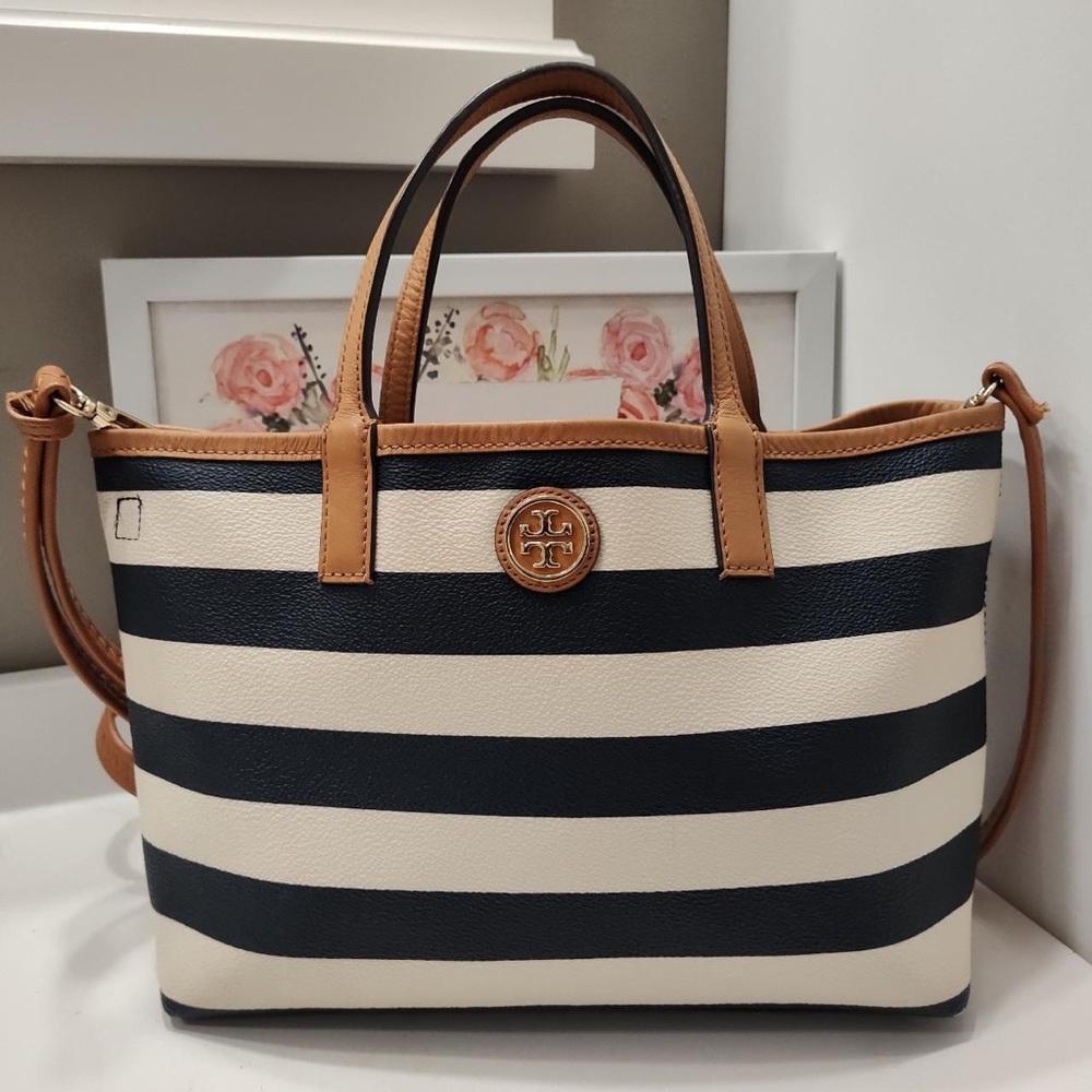 Tory Burch Black and White Striped Women's Bag